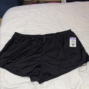 Ladies Black Elastic-Waist Shorts